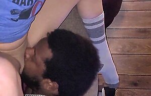 Sexy hotwife getting bbc while sucking hubby