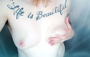 Clit Close-ups, FTM Soaps Up, Squeezes Tits Hard, Shaves Pussy, Masturbates Big Wet Clit