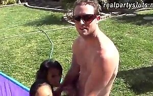 Hot amateur girls enjoyed the party and groupsex in the backyard