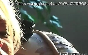 Blond milf with huge juggs doing