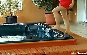 Finger fucking in the hot tub