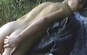 Amateurish japanese guy masturbates at the outdoors