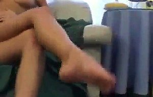 Busty blonde gets her toes sucked