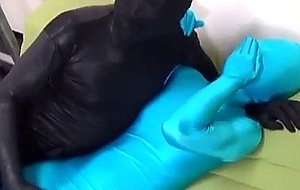 Subtitled japanese zentai fingerbanging to orgasm