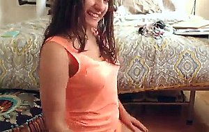 Orange dress makes her booty look wow