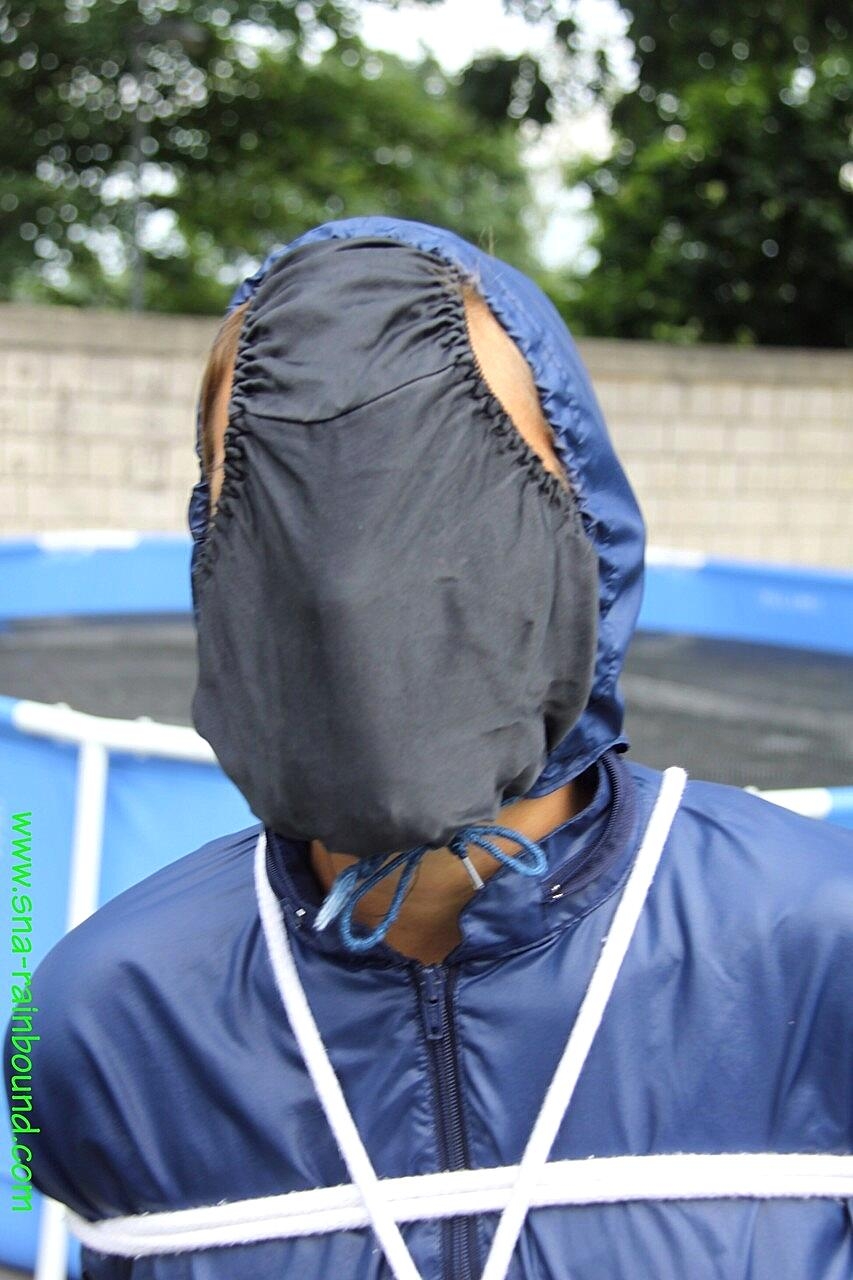 White Girl Is Left Tied Up In Rainwear With Her Panties Stuffed In Her Mouth Amateur, Bdsm, Bondage, Outdoor, Pool