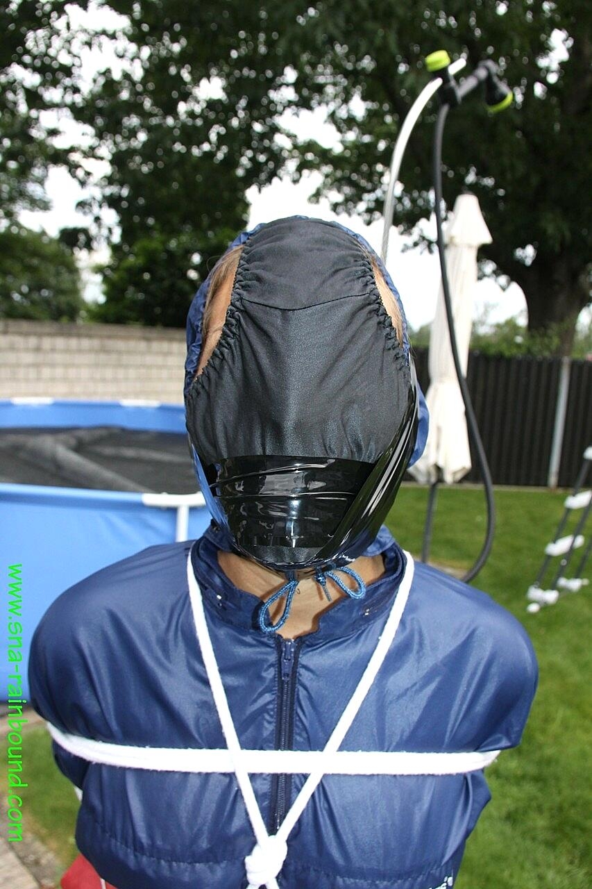 White Girl Is Left Tied Up In Rainwear With Her Panties Stuffed In Her Mouth Amateur, Bdsm, Bondage, Outdoor, Pool