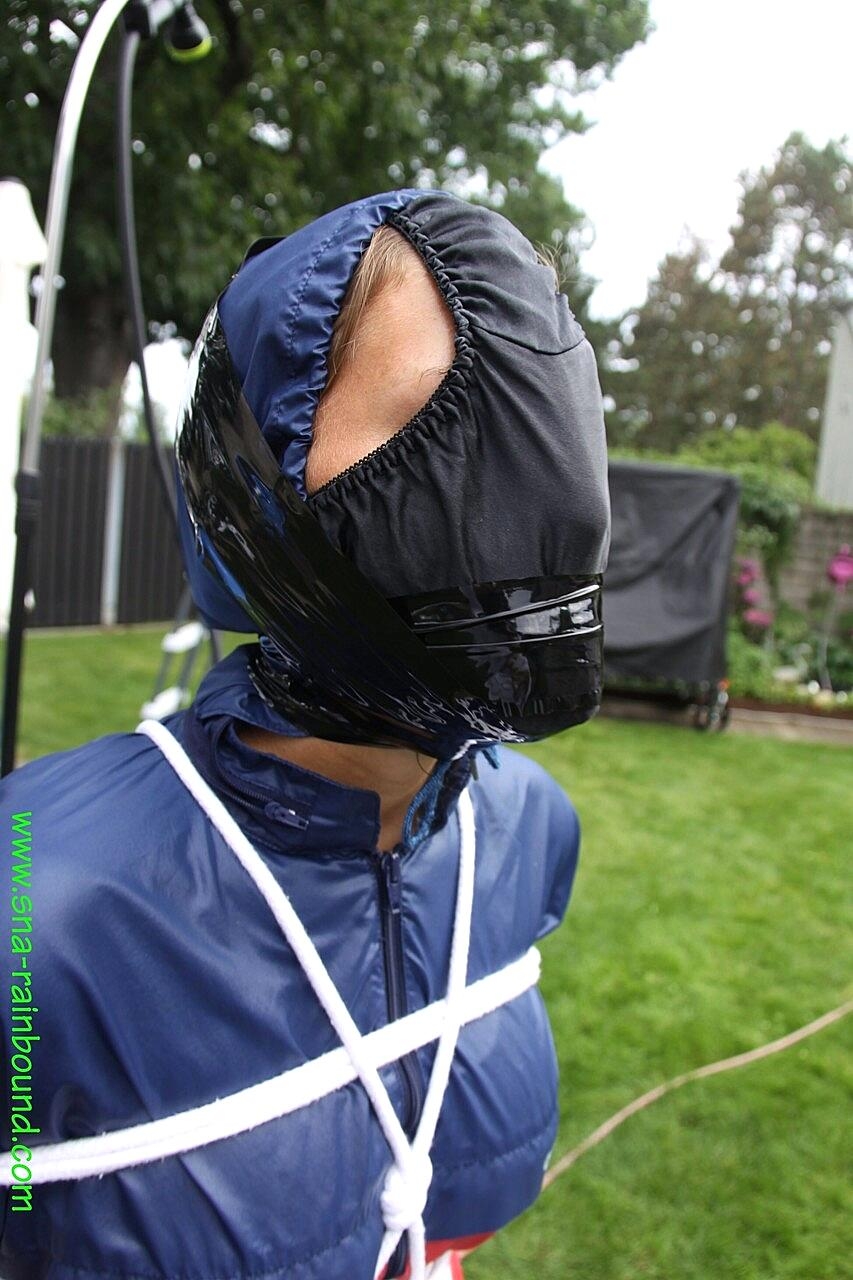 White Girl Is Left Tied Up In Rainwear With Her Panties Stuffed In Her Mouth Amateur, Bdsm, Bondage, Outdoor, Pool
