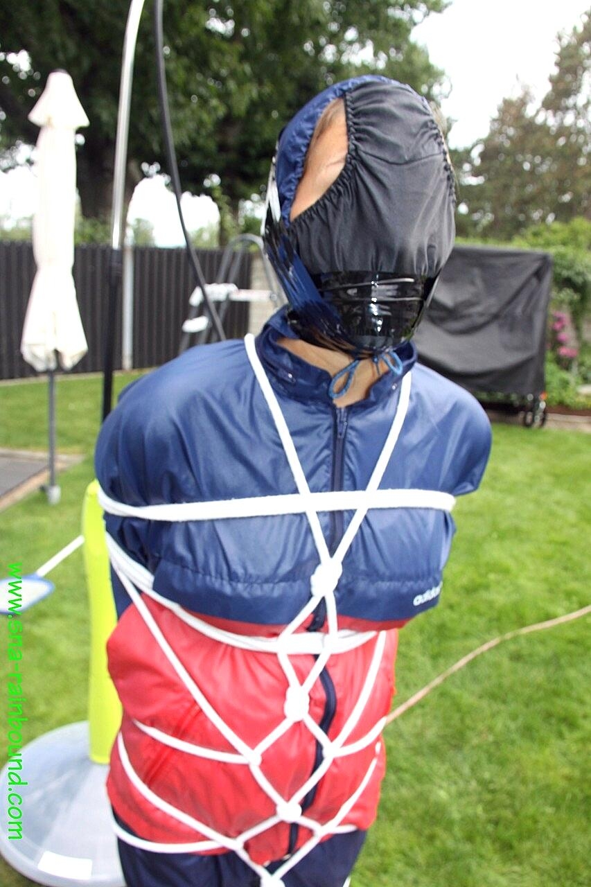 White Girl Is Left Tied Up In Rainwear With Her Panties Stuffed In Her Mouth Amateur, Bdsm, Bondage, Outdoor, Pool