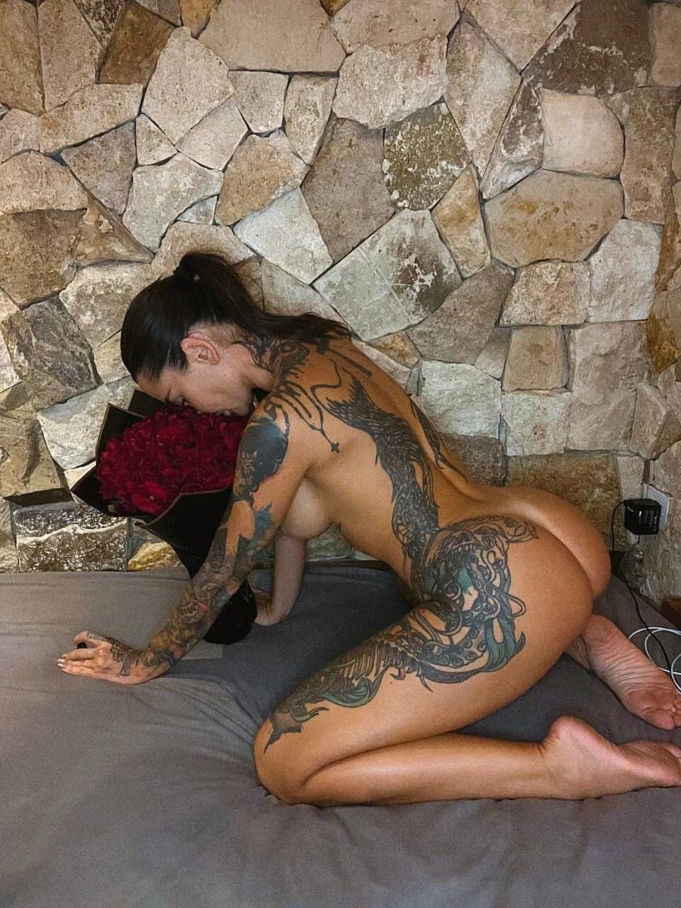 Skinny Babe Angelica Anders Strips And Exposes Her Inked Body Amateur, Babe, Beautiful, Big-Tits, Solo