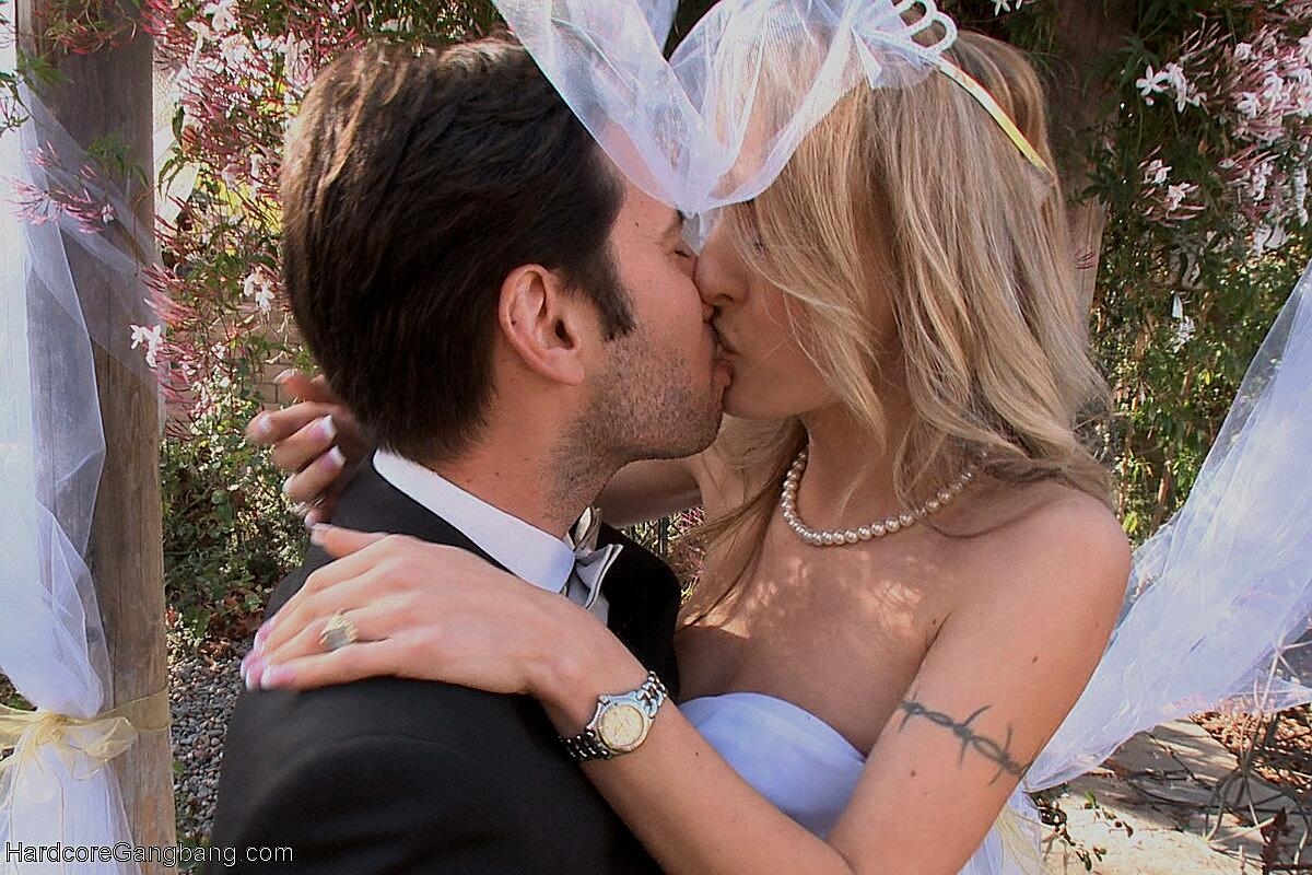 Slutty Polish bride Natasha Starr gets gangbanged by the groom & his boys