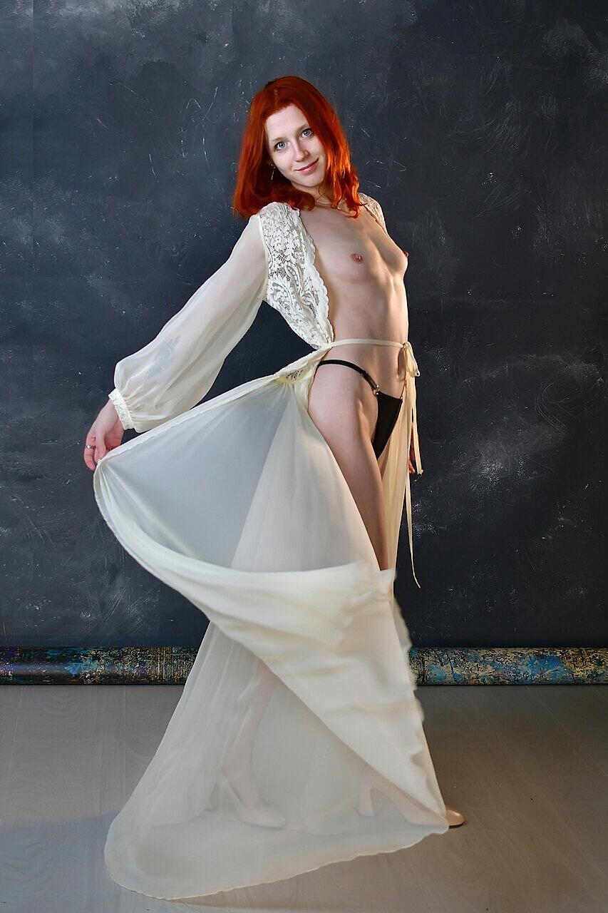 Redheaded Solo Model Alice Seduce Goes Topless While Changing Her Outfits Amateur, Redhead, Skinny, Teen, White